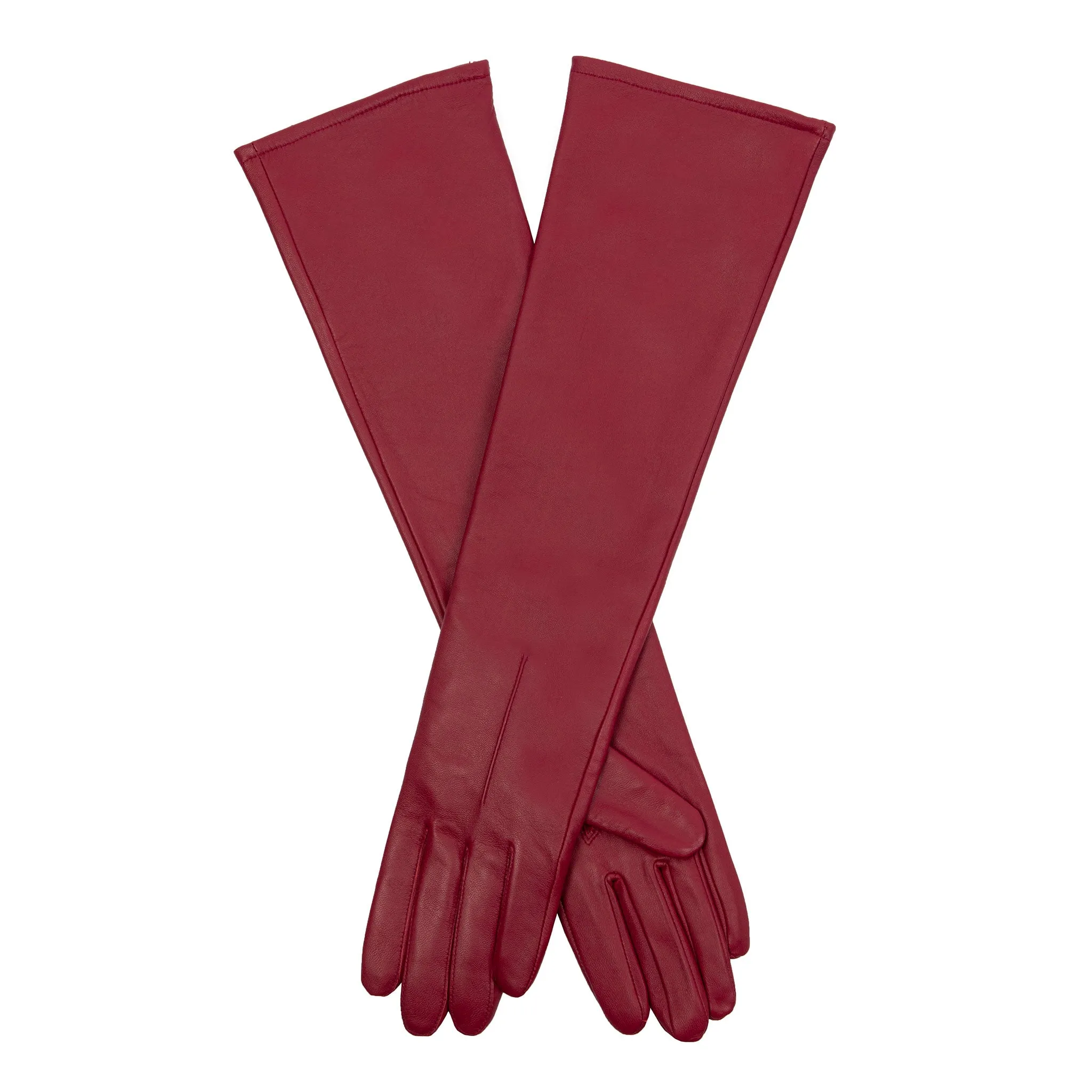 Women's Single-Point Long Above-Elbow Lined Leather Gloves