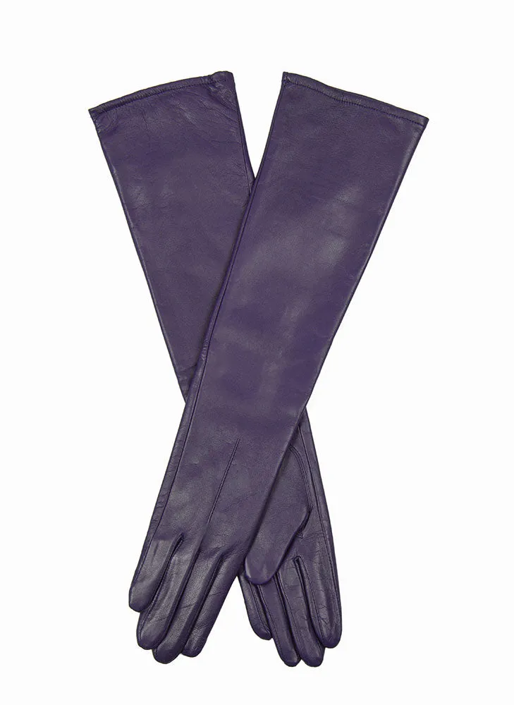 Women's Single-Point Long Above-Elbow Lined Leather Gloves