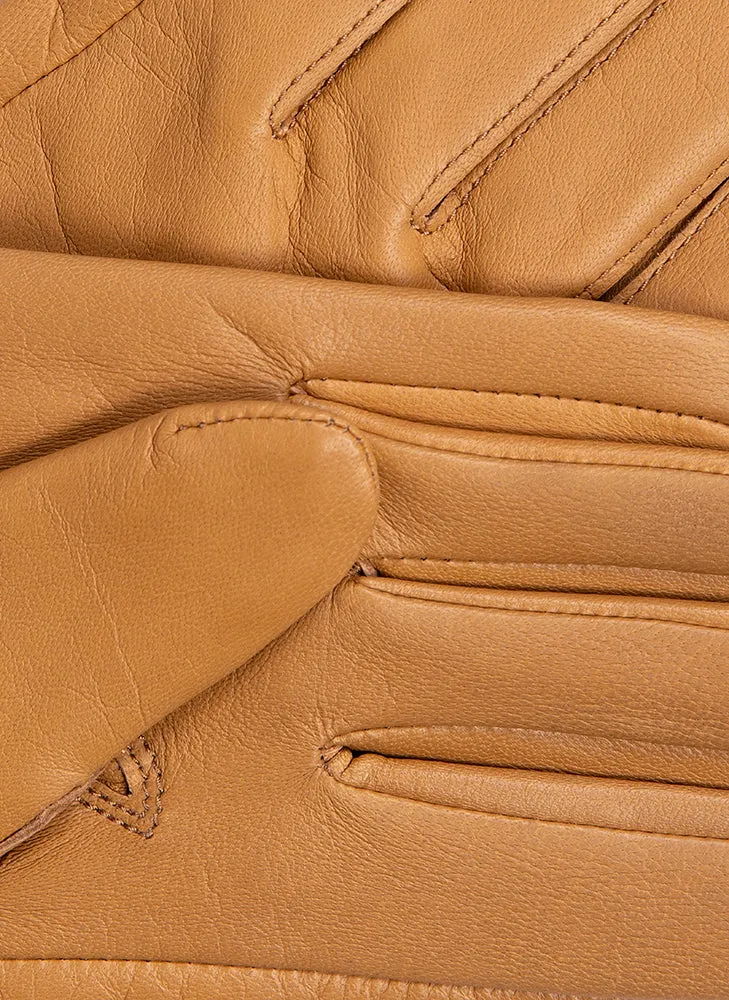 Women's Single-Point Long Above-Elbow Lined Leather Gloves