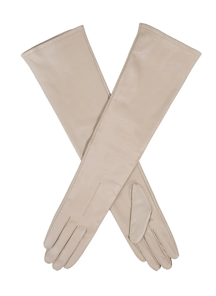 Women's Single-Point Long Above-Elbow Lined Leather Gloves