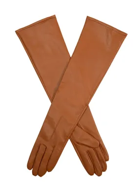 Women's Single-Point Long Above-Elbow Lined Leather Gloves