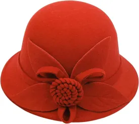 Women's Vintage Cloche Hat Winter Floral Fedora Bucket Hat Bowler Hats Elegant Solid Color Fisherman Cap