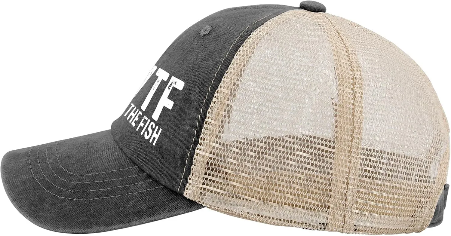 WTF Where's The Fish Hat Trucker Hat Men Trendy Mesh Cap for Summer
