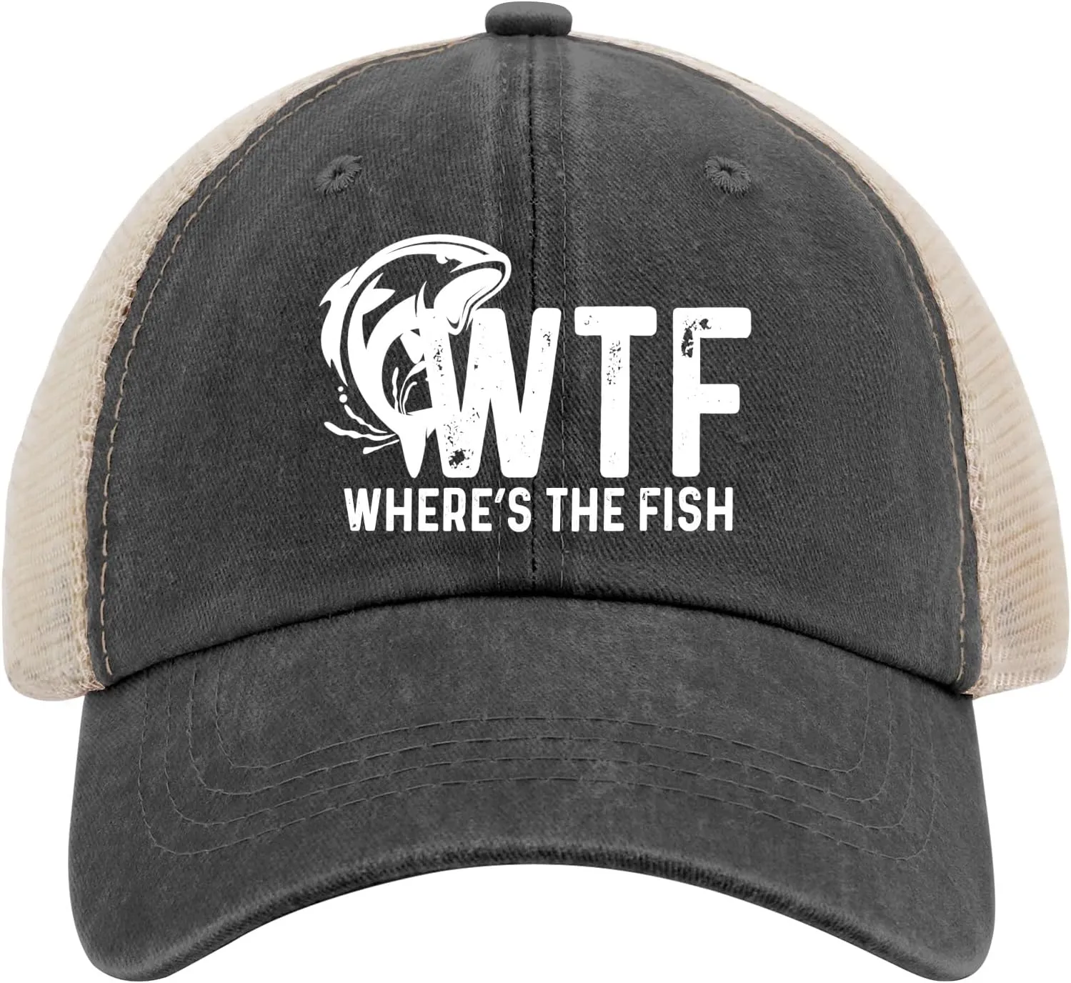 WTF Where's The Fish Hat Trucker Hat Men Trendy Mesh Cap for Summer