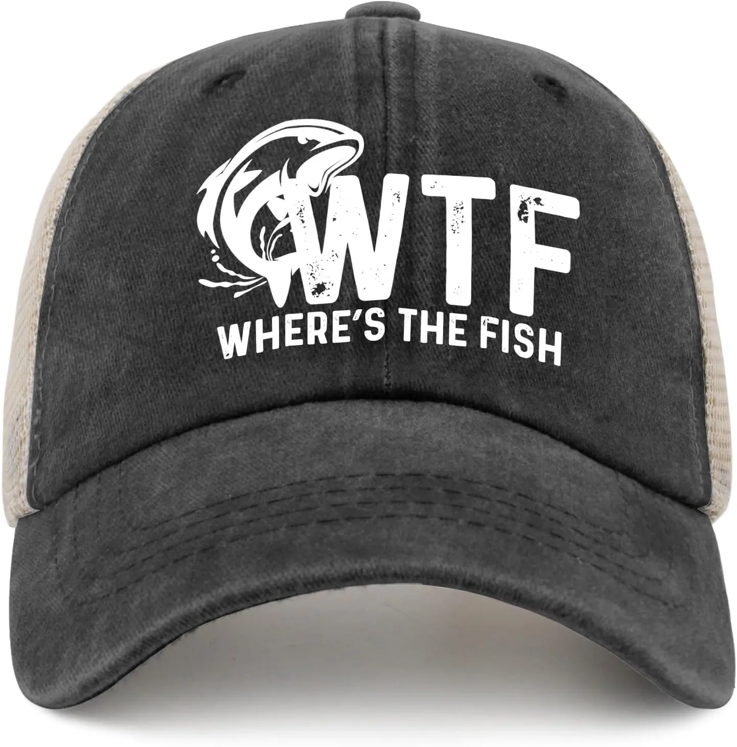 WTF Where's The Fish Hat Trucker Hat Men Trendy Mesh Cap for Summer