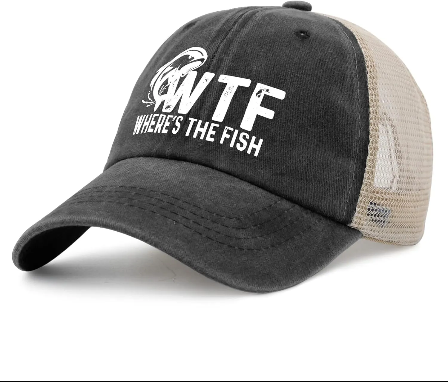 WTF Where's The Fish Hat Trucker Hat Men Trendy Mesh Cap for Summer