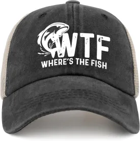 WTF Where's The Fish Hat Trucker Hat Men Trendy Mesh Cap for Summer